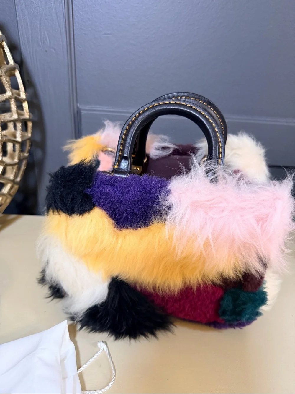 Like New Coach Rogue 20 Patchwork Shearling Bag – Multicolor | Style CN592